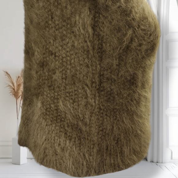 Helmut Lang Angora Wool Knit Sweater Olive Khaki Fuzzy Minimalist Size S - Picture 6 of 10